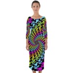 3d Grateful Dead 90 s Neon Dancing Bears Quarter Sleeve Midi Bodycon Dress