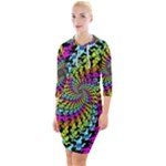 3d Grateful Dead 90 s Neon Dancing Bears Quarter Sleeve Hood Bodycon Dress