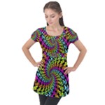 3d Grateful Dead 90 s Neon Dancing Bears Puff Sleeve Tunic Top