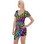 3d Grateful Dead 90 s Neon Dancing Bears Short Sleeve Asymmetric Mini Dress