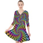 3d Grateful Dead 90 s Neon Dancing Bears Quarter Sleeve Front Wrap Dress