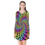 3d Grateful Dead 90 s Neon Dancing Bears Long Sleeve V-neck Flare Dress