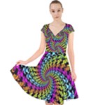 3d Grateful Dead 90 s Neon Dancing Bears Cap Sleeve Front Wrap Midi Dress