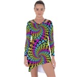 3d Grateful Dead 90 s Neon Dancing Bears Asymmetric Cut-Out Shift Dress