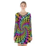 3d Grateful Dead 90 s Neon Dancing Bears Long Sleeve Velvet V-neck Dress