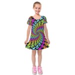 3d Grateful Dead 90 s Neon Dancing Bears Kids  Short Sleeve Velvet Dress