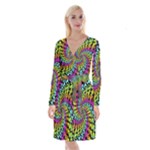 3d Grateful Dead 90 s Neon Dancing Bears Long Sleeve Velvet Front Wrap Dress