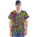 3d Grateful Dead 90 s Neon Dancing Bears Men s V-Neck Scrub Top