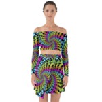 3d Grateful Dead 90 s Neon Dancing Bears Off Shoulder Top with Skirt Set