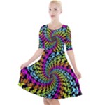 3d Grateful Dead 90 s Neon Dancing Bears Quarter Sleeve A-Line Dress