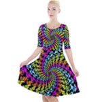 3d Grateful Dead 90 s Neon Dancing Bears Quarter Sleeve A-Line Dress With Pockets