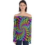 3d Grateful Dead 90 s Neon Dancing Bears Off Shoulder Long Sleeve Top