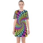 3d Grateful Dead 90 s Neon Dancing Bears Sixties Short Sleeve Mini Dress