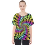 3d Grateful Dead 90 s Neon Dancing Bears V-Neck Dolman Drape Top