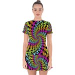 3d Grateful Dead 90 s Neon Dancing Bears Drop Hem Mini Chiffon Dress