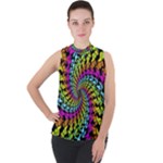 3d Grateful Dead 90 s Neon Dancing Bears Mock Neck Chiffon Sleeveless Top