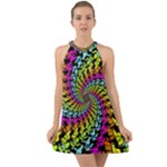 3d Grateful Dead 90 s Neon Dancing Bears Halter Tie Back Chiffon Dress