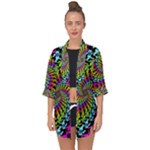 3d Grateful Dead 90 s Neon Dancing Bears Open Front Chiffon Kimono