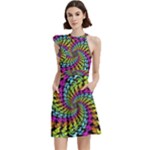 3d Grateful Dead 90 s Neon Dancing Bears Cocktail Party Halter Sleeveless Dress With Pockets