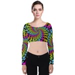 3d Grateful Dead 90 s Neon Dancing Bears Velvet Long Sleeve Crop Top