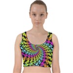 3d Grateful Dead 90 s Neon Dancing Bears Velvet Racer Back Crop Top