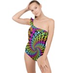 3d Grateful Dead 90 s Neon Dancing Bears Frilly One Shoulder Swimsuit