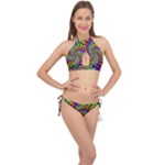 3d Grateful Dead 90 s Neon Dancing Bears Cross Front Halter Bikini Set