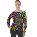 3d Grateful Dead 90 s Neon Dancing Bears Off Shoulder Long Sleeve Velour Top