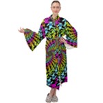 3d Grateful Dead 90 s Neon Dancing Bears Maxi Velvet Kimono