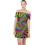 3d Grateful Dead 90 s Neon Dancing Bears Off Shoulder Chiffon Dress