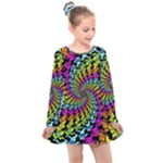 3d Grateful Dead 90 s Neon Dancing Bears Kids  Long Sleeve Dress