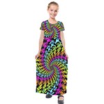 3d Grateful Dead 90 s Neon Dancing Bears Kids  Short Sleeve Maxi Dress