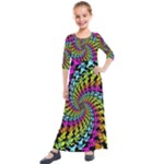 3d Grateful Dead 90 s Neon Dancing Bears Kids  Quarter Sleeve Maxi Dress