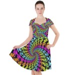 3d Grateful Dead 90 s Neon Dancing Bears Cap Sleeve Midi Dress With Pockets