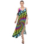 3d Grateful Dead 90 s Neon Dancing Bears Maxi Chiffon Cover Up Dress