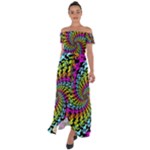 3d Grateful Dead 90 s Neon Dancing Bears Off Shoulder Open Front Chiffon Dress