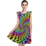 3d Grateful Dead 90 s Neon Dancing Bears Tie Up Tunic Dress