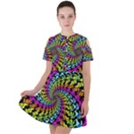 3d Grateful Dead 90 s Neon Dancing Bears Short Sleeve Shoulder Cut Out Dress 