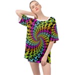 3d Grateful Dead 90 s Neon Dancing Bears Oversized Chiffon Top