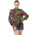 3d Grateful Dead 90 s Neon Dancing Bears High Neck Long Sleeve Chiffon Top