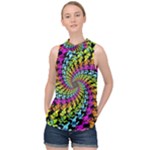 3d Grateful Dead 90 s Neon Dancing Bears High Neck Satin Top