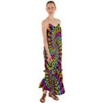 3d Grateful Dead 90 s Neon Dancing Bears Cami Maxi Ruffle Chiffon Dress