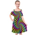 3d Grateful Dead 90 s Neon Dancing Bears Kids  Cut Out Shoulders Chiffon Dress