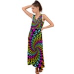 3d Grateful Dead 90 s Neon Dancing Bears V-Neck Chiffon Maxi Dress