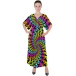 3d Grateful Dead 90 s Neon Dancing Bears V-Neck Boho Style Maxi Dress