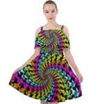 3d Grateful Dead 90 s Neon Dancing Bears Cut Out Shoulders Chiffon Dress