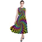 3d Grateful Dead 90 s Neon Dancing Bears Round Neck Boho Dress