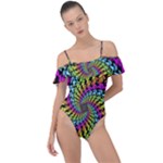 3d Grateful Dead 90 s Neon Dancing Bears Frill Detail One Piece Swimsuit