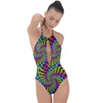 3d Grateful Dead 90 s Neon Dancing Bears Plunge Cut Halter Swimsuit