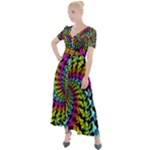 3d Grateful Dead 90 s Neon Dancing Bears Button Up Short Sleeve Maxi Dress